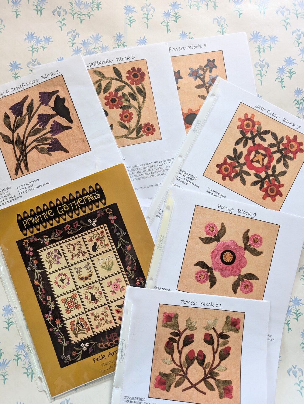 Primitive Gatherings Folk Art Album Applique Block Quilt Patterns NEW Farmhouse - Picture 3 of 5